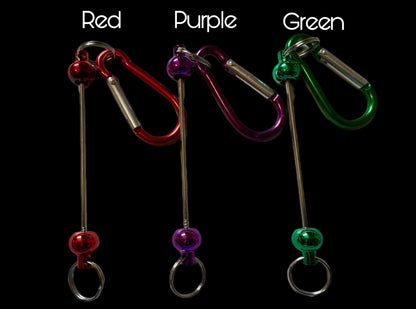 Metal Carabiner Keychain Blank in Metalic Colors with Beadable Rod for DIY Creations. Perfect for Backpacks, Purses, Stanley Cups & More!