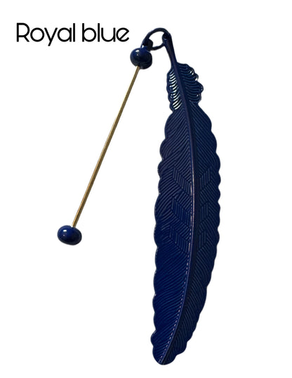 Large Metal Feather Bookmark Blank with Beadable Rod for DIY Creations. Beautiful Details on the Feather.