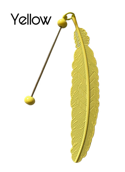 Large Metal Feather Bookmark Blank with Beadable Rod for DIY Creations. Beautiful Details on the Feather.