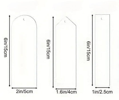 6 Pieces Acrylic Bookmark Blank with Colored Tassels for DIY Creations. 3 Styles of Blanks Available!