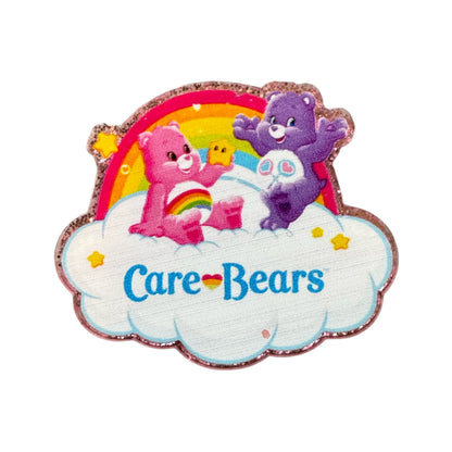 5 Pieces Two Care Bear Friends with Rainbow and Clouds Flatback One Sided Planar Acrylic for Keychains, Badge Reels, Earrings and More!
