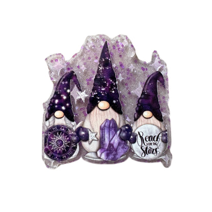 5 Pieces Reach for the Stars Purple Gnomes with Astrology Zodiac Signs Planar Acrylic for Keychains, Badge Reels, Earrings and More!