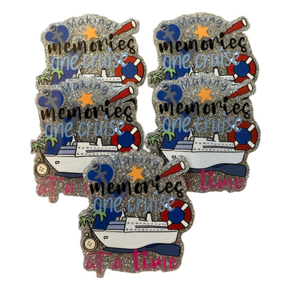 5 Pieces Making Memories One Cruise at a Time Cruise Ship Flatback One Sided Planar Acrylic for Keychains, Badge Reels, Earrings and More!