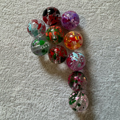 16mm Transparent Multicolor Splatter Acrylic Bead Mix for Beadable Pens, Bookmarks, Keychains, Bracelet and More! For All Your DIY Creations