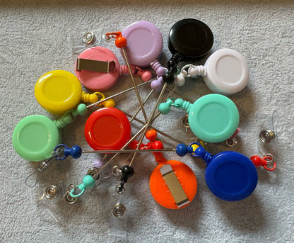 2 or 10 Beadable Plastic Badge Reel Blank for Your DIY Creations. Great for Beads, Focals, Rhinestones, Spacers or Acrylics Sold Separately