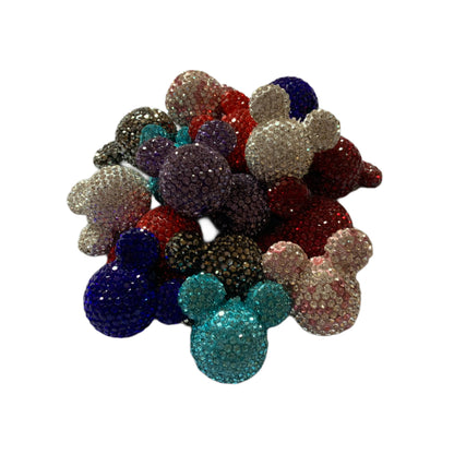 23mm Pave Rhinestone and Clay Mouse Head Beads for Beadable Pen Stylus Keychain Bracelet Earrings and More