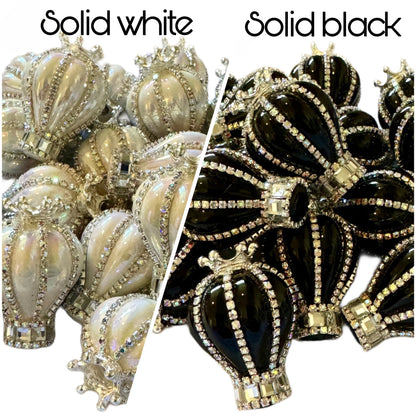 2 Pieces High Quality 35mm Hot Air Ballon Bead with Crown and Rhinestones for Beadable Pen Keychain Bracelet and more for Your DIY Creations