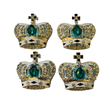 Ultra Premium Two Sided Metal Silver Crowns with Rhinestones and Enamel Beads for Beadable Pens, Stylus, Keychains, and more!