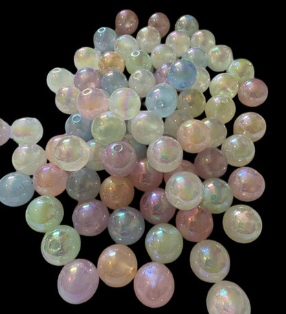 Glow Magic! 10 Pieces of 16mm Luminous Galaxy Glitter Acrylic Beads for Beadable Pen Stylus Keychain Bracelet and more of Your DIY Creations