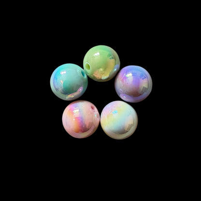 16mm Pastel Aurora Borealis AB Finish Acrylic Beads Mix for Beadable Pen, Keychain, Bracelet and more for Your DIY Creations.