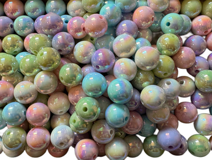 16mm Pastel Aurora Borealis AB Finish Acrylic Beads Mix for Beadable Pen, Keychain, Bracelet and more for Your DIY Creations.