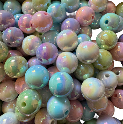 16mm Pastel Aurora Borealis AB Finish Acrylic Beads Mix for Beadable Pen, Keychain, Bracelet and more for Your DIY Creations.