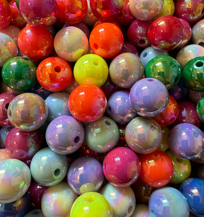 16mm Aurora Borealis AB Finish Acrylic Beads Mix for Beadable Pen, Keychain, Bracelet and more for Your DIY Creations.