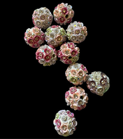 Gorgeous 18mm Multicolor Acrylic Flower Beads with Centre Rhinestone for Beadable Pen Stylus Keychain Bracelet Earrings and More