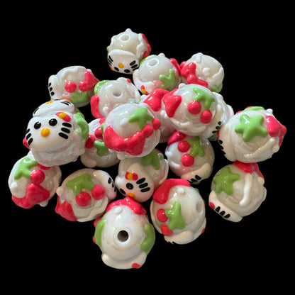 10 Pieces 14mm Hand Painted Hello Kitty Beads for Beadable Pen, Keychain, Bracelet, Bookmarks and more. Perfect for All Your DIY Creations!