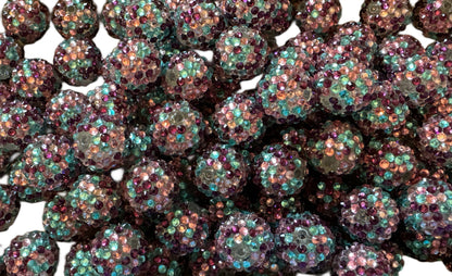 10 Pieces 20mm Acrylic Multicolor Rhinestone Beads in Purple, Pink and Blue for Beadable Pens, Keychains, Bracelets, Earrings and More!