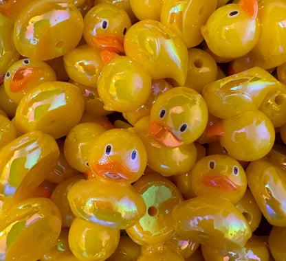 22mm 3D Yellow Cute Faced Duck Bead for Beadable Pens, Bookmarks, Keychains, Bracelets and More! Rubber Duckie Style Cruising Ducks
