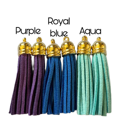 50mm Short Faux Leather Tassels With Gold Cap for DYI, Key Chains, Purse and Handbags or Clothing. Perfect for All Your Projects!