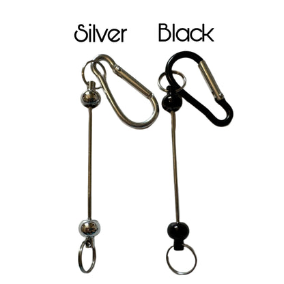 Metal Carabiner Keychain Blank in Metalic Colors with Beadable Rod for DIY Creations. Perfect for Backpacks, Purses, Stanley Cups & More!