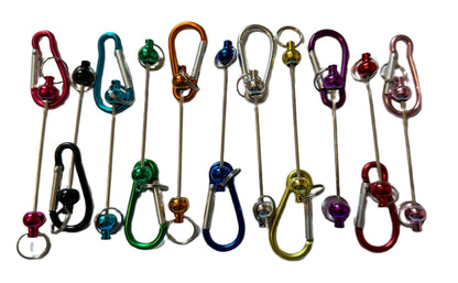 Metal Carabiner Keychain Blank in Metalic Colors with Beadable Rod for DIY Creations. Perfect for Backpacks, Purses, Stanley Cups & More!