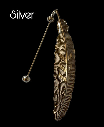 Large Metal Feather Bookmark Blank with Beadable Rod for DIY Creations. Beautiful Details on the Feather.