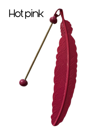 Large Metal Feather Bookmark Blank with Beadable Rod for DIY Creations. Beautiful Details on the Feather.