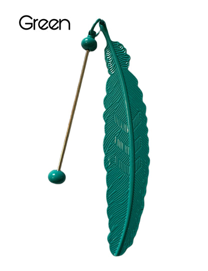 Large Metal Feather Bookmark Blank with Beadable Rod for DIY Creations. Beautiful Details on the Feather.