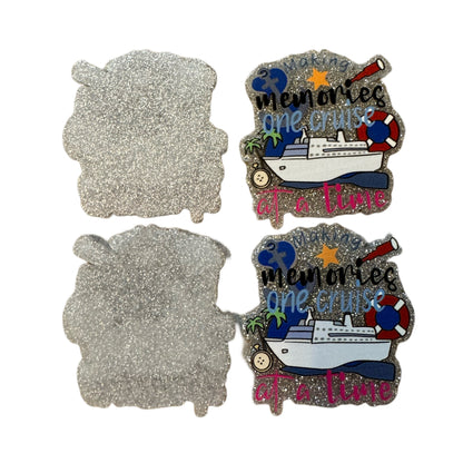 5 Pieces Making Memories One Cruise at a Time Cruise Ship Flatback One Sided Planar Acrylic for Keychains, Badge Reels, Earrings and More!