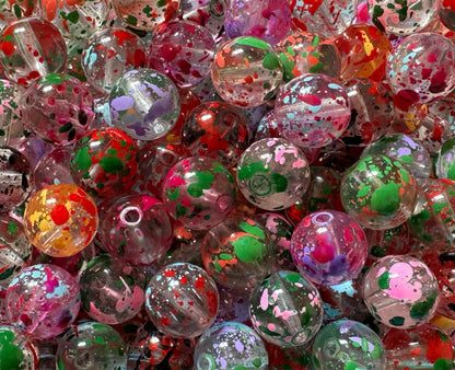 16mm Transparent Multicolor Splatter Acrylic Bead Mix for Beadable Pens, Bookmarks, Keychains, Bracelet and More! For All Your DIY Creations
