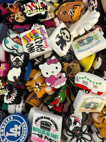 25 and 50 Pieces Bulk Random Silicone Focal Bead Random Mix for Beadable Pens, Pencils, Keychains. Fun Grab Bags for Your DYI Creations!