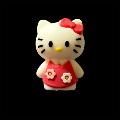 3d Hello Kitty with Pink Bow and Dress Silicone Focal Bead for Beadable Pens, Stylus, Bookmarks, Keychains and More!