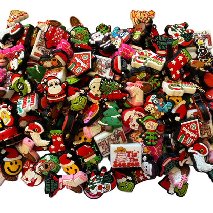25 Pieces Christmas & Winter Bulk Random Silicone Focal Bead Random Mix for Beadable Pens, Keychains. Fun Grab Bags for Your DYI Creations!