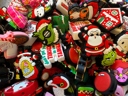 25 Pieces Christmas & Winter Bulk Random Silicone Focal Bead Random Mix for Beadable Pens, Keychains. Fun Grab Bags for Your DYI Creations!