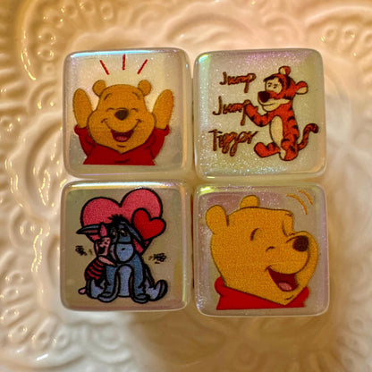 10 Pieces Acrylic Cute Honey Bear and Friends Square or Cube Beads for Beadable Pens, Keychains, and More. Perfect for Your DIY Creations!