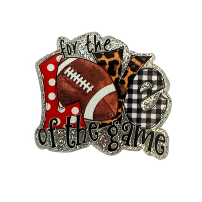 5 Pieces For the Love of the Game Football Flatback One Sided Planar Acrylic with Glitter Back for Keychains, Badge Reels, Earrings & More!
