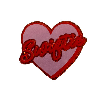 5 Pieces Swiftie Heart Flatback One Sided Planar Acrylic with Glitter Back for Keychains, Badge Reels, Earrings & More!