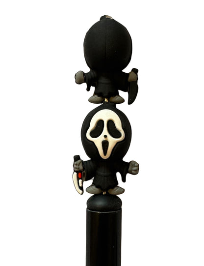 3d Ghost Face Character from Halloween Horror Film Silicone Focal Bead for Beadable Pens, Stylus, Bookmarks, Keychains and More!