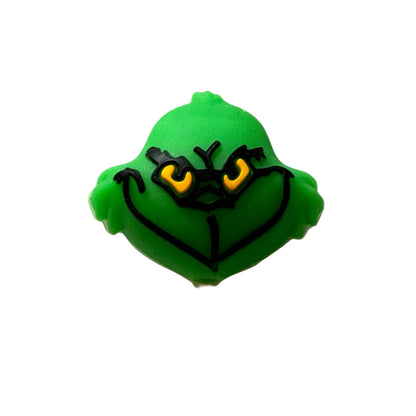 3d Green Grinch Head with Devilish Smile Christmas Silicone Focal Bead for Beadable Pens, Stylus, Bookmarks, Keychains and More!