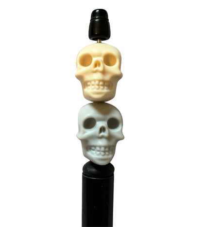 5 Pieces Detailed 3d Skull Silicone Focal Bead for Beadable Pens, Pencils, Keychains & More! Perfect for Halloween or Horror Themed Crafts!