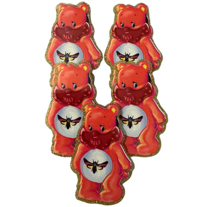 5 Pieces Hannibal Care Bear Halloween Horror Flatback One Sided Planar Acrylic with Glitter Back for Keychains, Badge Reels, Earrings & More