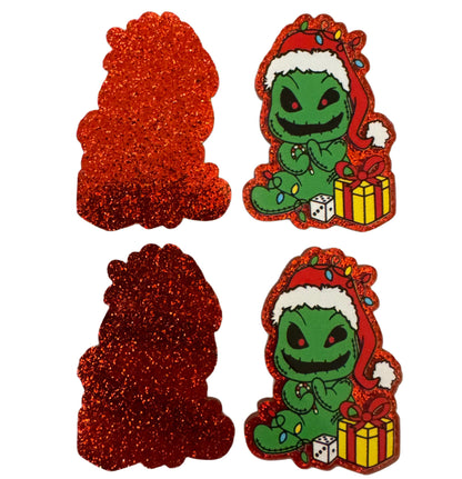 5 Pieces Christmas Oogie Boogie Flatback One Sided Planar Acrylic with Glitter Back for Keychains, Badge Reels, Earrings and More!