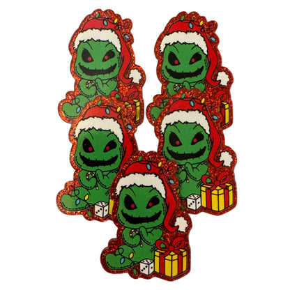 5 Pieces Christmas Oogie Boogie Flatback One Sided Planar Acrylic with Glitter Back for Keychains, Badge Reels, Earrings and More!