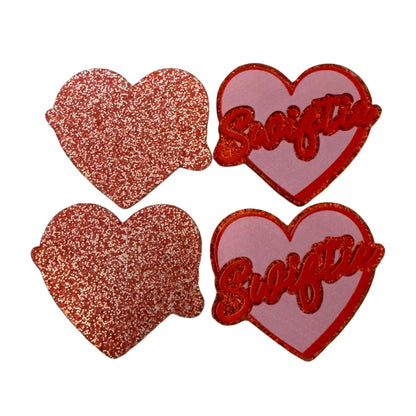 5 Pieces Swiftie Heart Flatback One Sided Planar Acrylic with Glitter Back for Keychains, Badge Reels, Earrings & More!