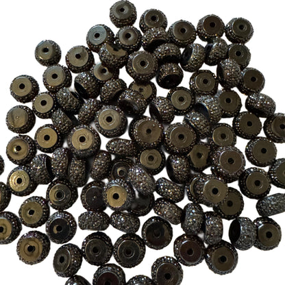 10 Pieces 12mm Thick Rhinestone Like Spacers in Black or Silver for Beadable Pen, Keychain, Bracelet & More. Perfect for Your DIY Creations!