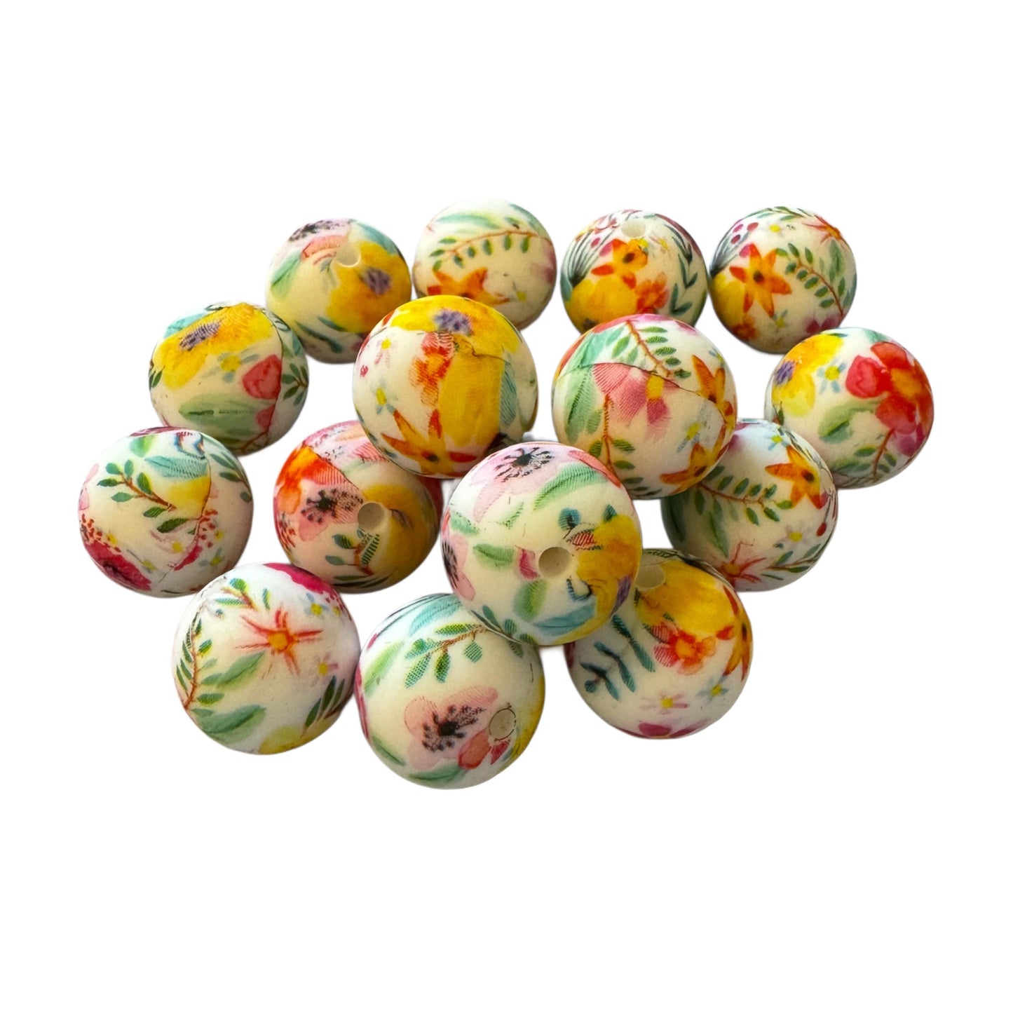 15mm Silicone Round Printed Pattern Beads. Perfect for Your DIY Creations with Beadable Pens, Keychains, Lanyards, Bracelets & more!