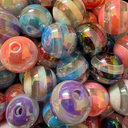 10 Pieces 16mm Acrylic Horizontal Stripe Bead Mix for Beadable Pens, Keychains, Bracelets and More! Perfect for DIY Creations!
