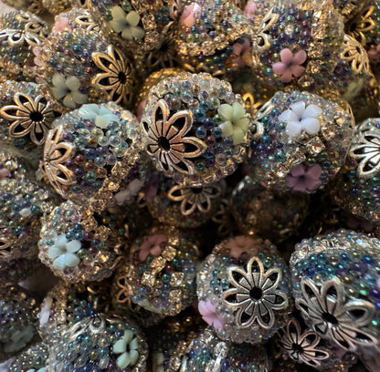 5 Pieces 15mm Dark Rainbow Bubble Beads with Silver Metal Caps for Beadable Pens, Keychains, Earrings & More! Perfect for Your DIY Projects!