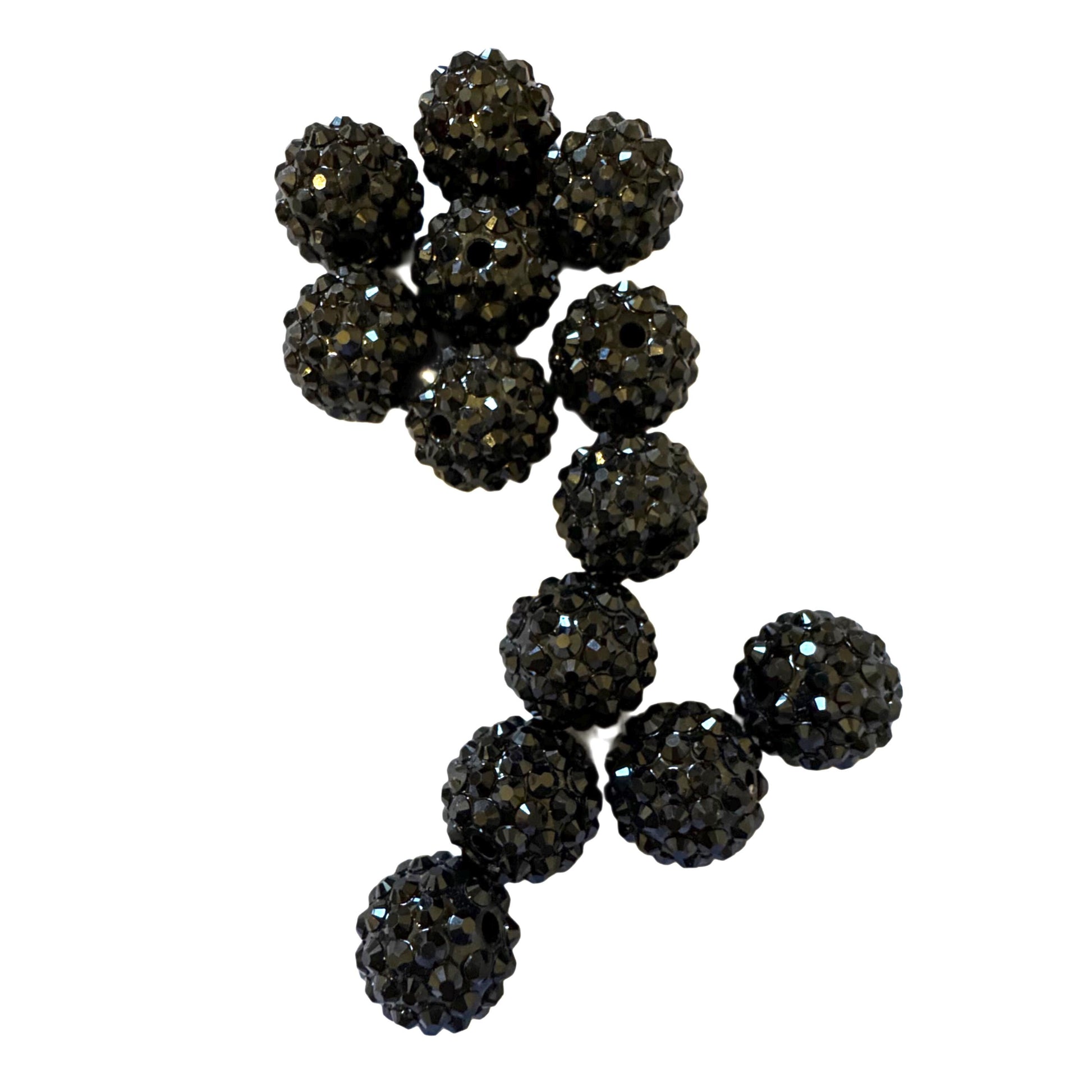 10 Pieces 16mm Black Acrylic Rhinestone Beads for Beadable Pens, Keychains, Bracelets, Earrings and More! Perfect for Your DIY Projects!