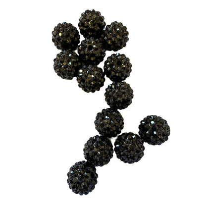 10 Pieces 16mm Black Acrylic Rhinestone Beads for Beadable Pens, Keychains, Bracelets, Earrings and More! Perfect for Your DIY Projects!