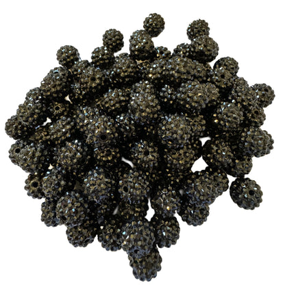 10 Pieces 16mm Black Acrylic Rhinestone Beads for Beadable Pens, Keychains, Bracelets, Earrings and More! Perfect for Your DIY Projects!